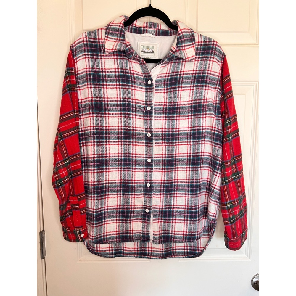 American Eagle Plaid Fall Flannel Shirt Long Sleeve Button Up Size Small‎